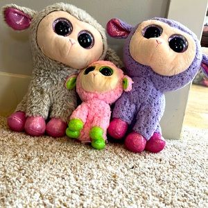 Family of 2 9” Beanie Boos and 1 6”